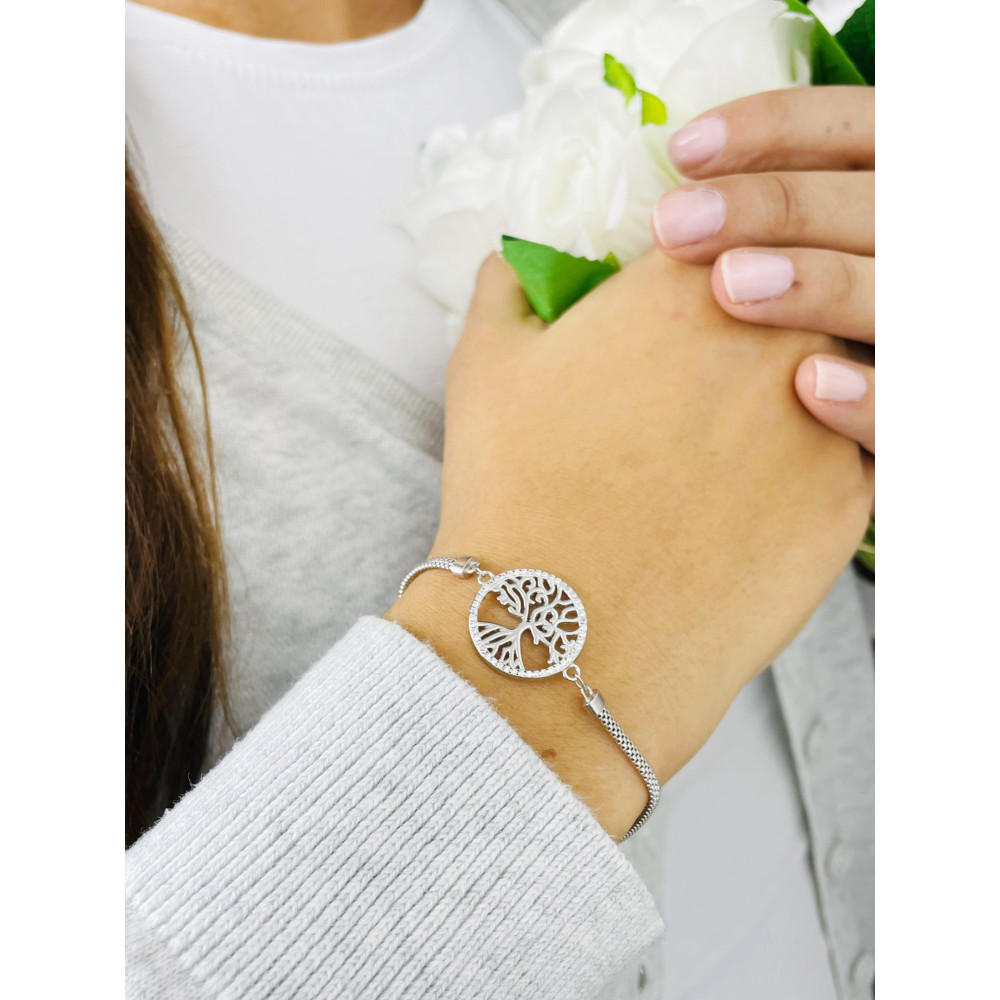 Baum Armband 925 Silber mit Zirkonen Damen Kinder