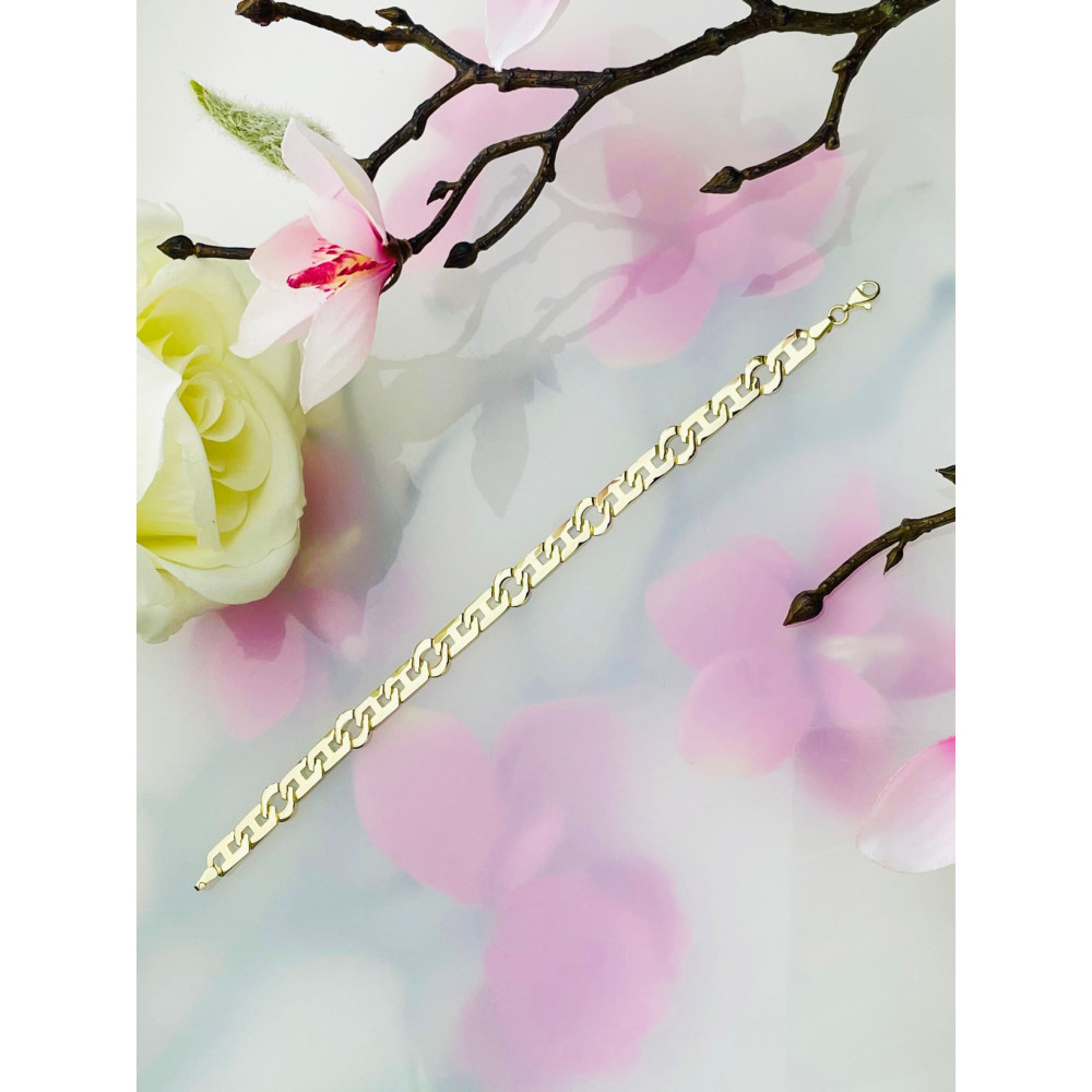 Złota bransoletka figaro ozdobna polerowana