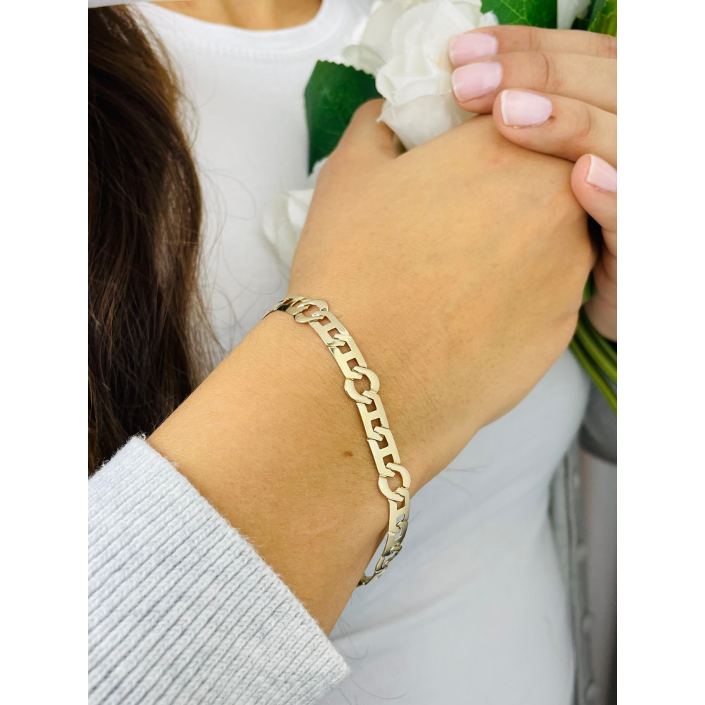 Figaro Goldarmband Armband Armkette Nonnakette Doppelpanzerkette Gelbgold 585er 14KT Breite 8,50mm Karabiner Verschluss