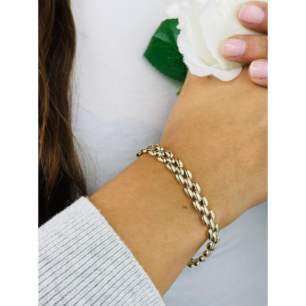 Goldarmband Armband Armkette Nonnakette Doppelpanzerkette Gelbgold 585er 14KT Breite 8,00mm Karabiner Verschluss