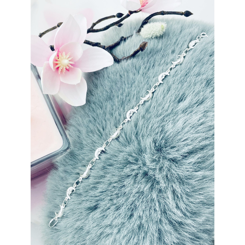 Srebrna bransoletka księżyce