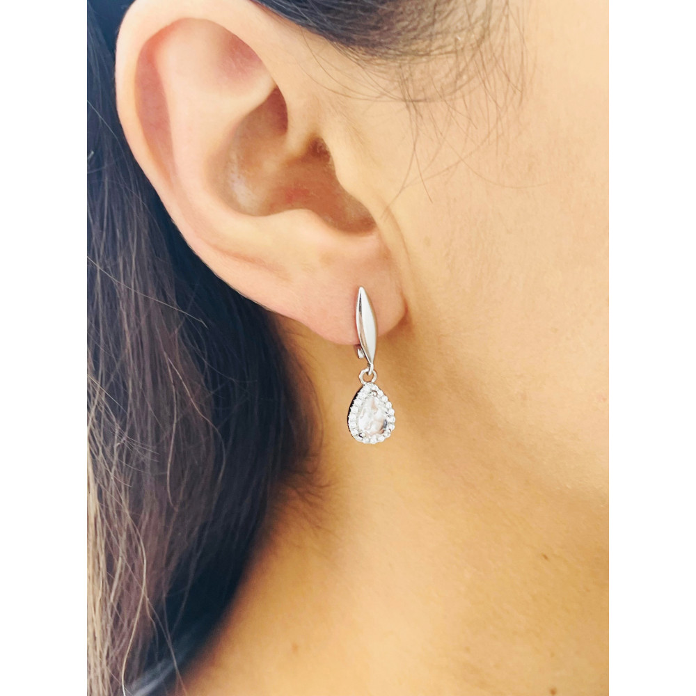 elegant 925 Silber Ohrringe mit Zirkonia Träne