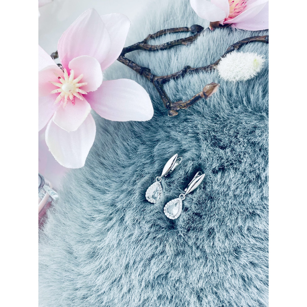 elegant 925 Silber Ohrringe mit Zirkonia Träne