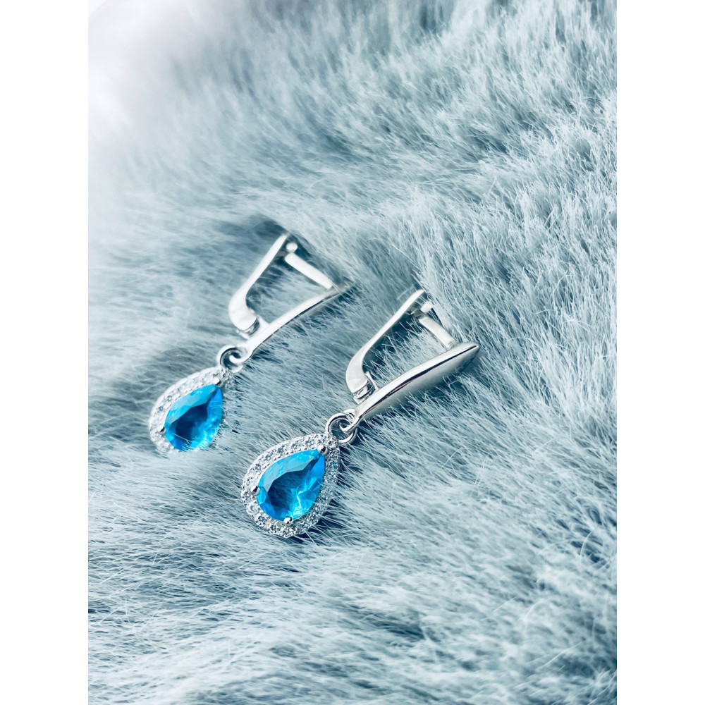 elegant 925 Silber Ohrringe mit Zirkonia Träne