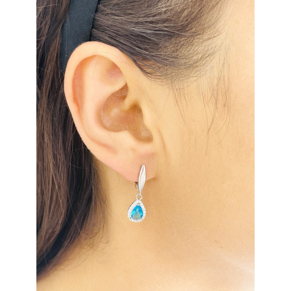 elegant 925 Silber Ohrringe mit Zirkonia Träne