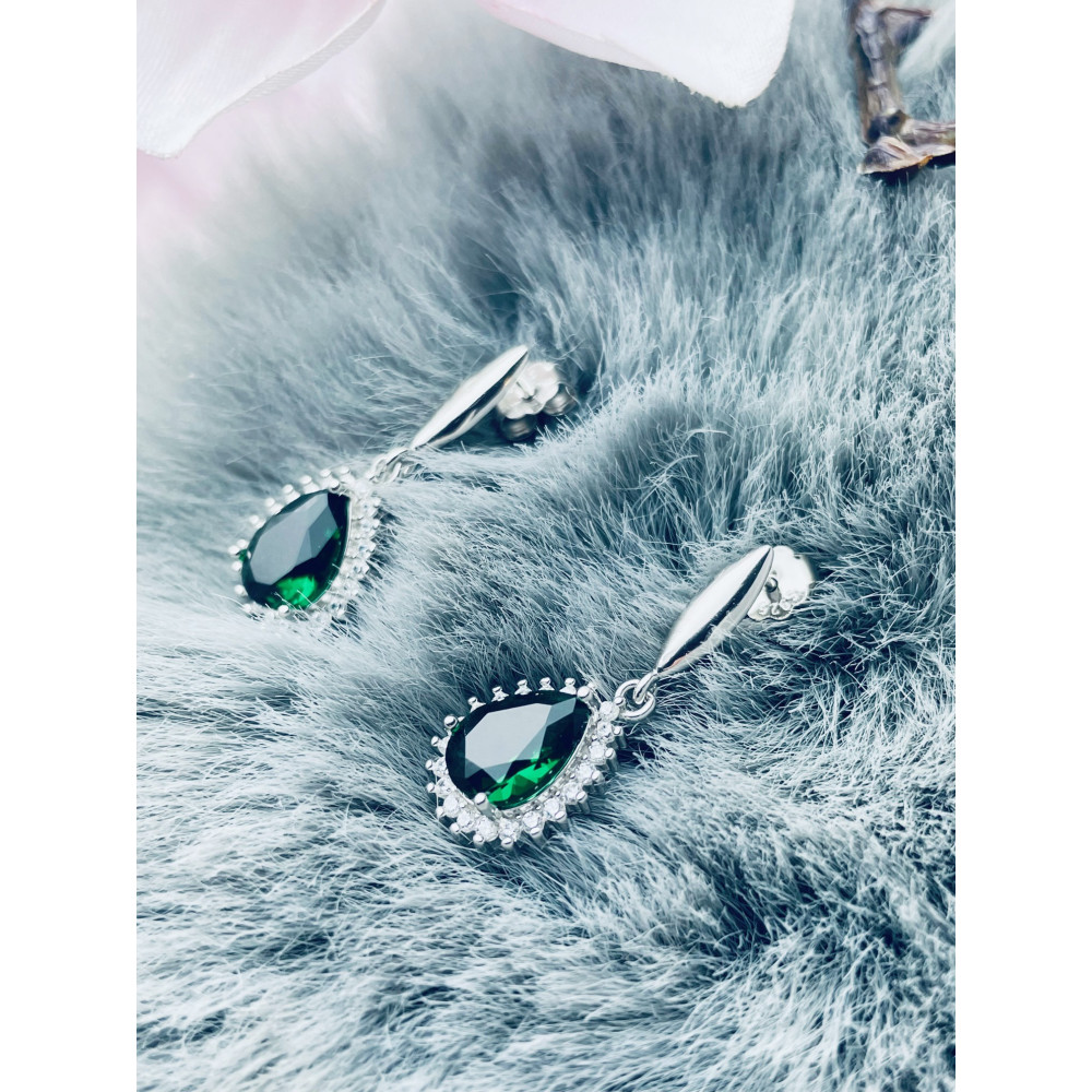 elegant 925 Silber Ohrringe mit Zirkonia Träne