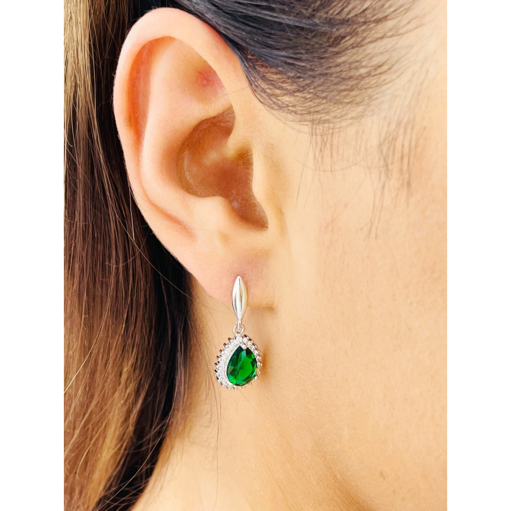 elegant 925 Silber Ohrringe mit Zirkonia Träne