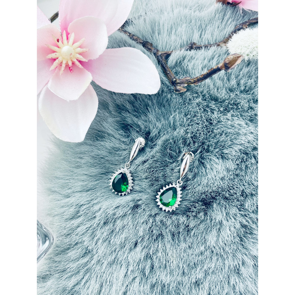 elegant 925 Silber Ohrringe mit Zirkonia Träne