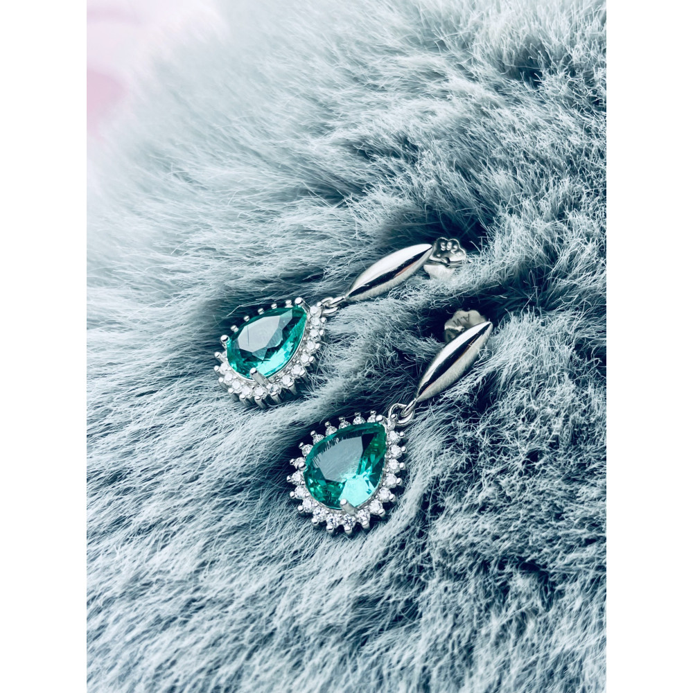 elegant 925 Silber Ohrringe mit Zirkonia Träne