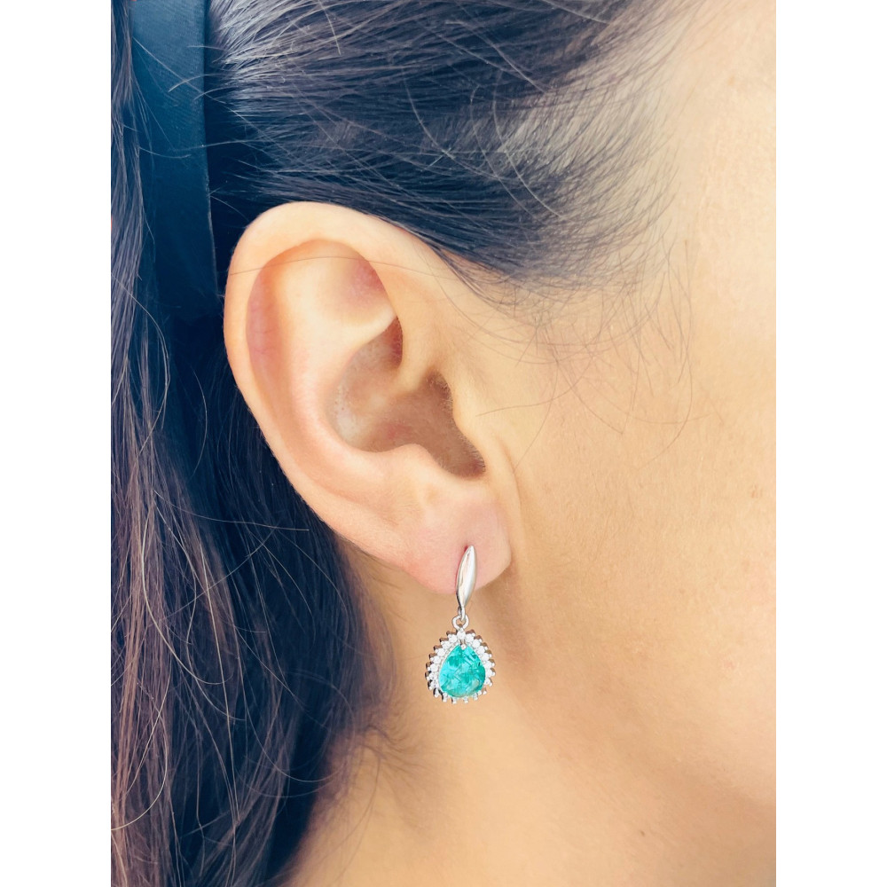 elegant 925 Silber Ohrringe mit Zirkonia Träne