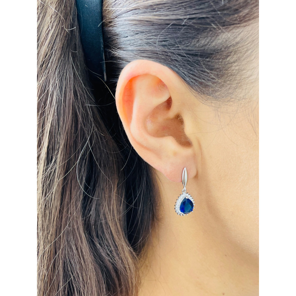 elegant 925 Silber Ohrringe mit Zirkonia Träne