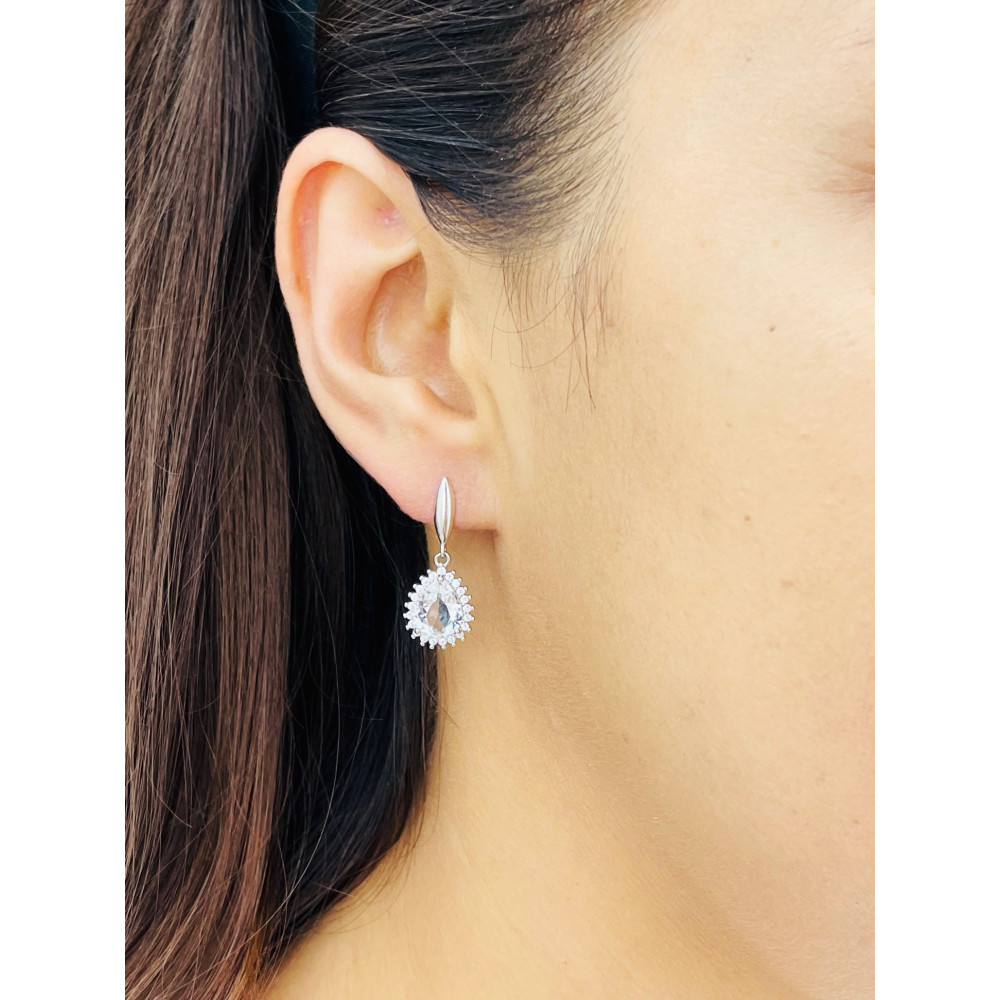 elegant 925 Silber Ohrringe mit Zirkonia Träne