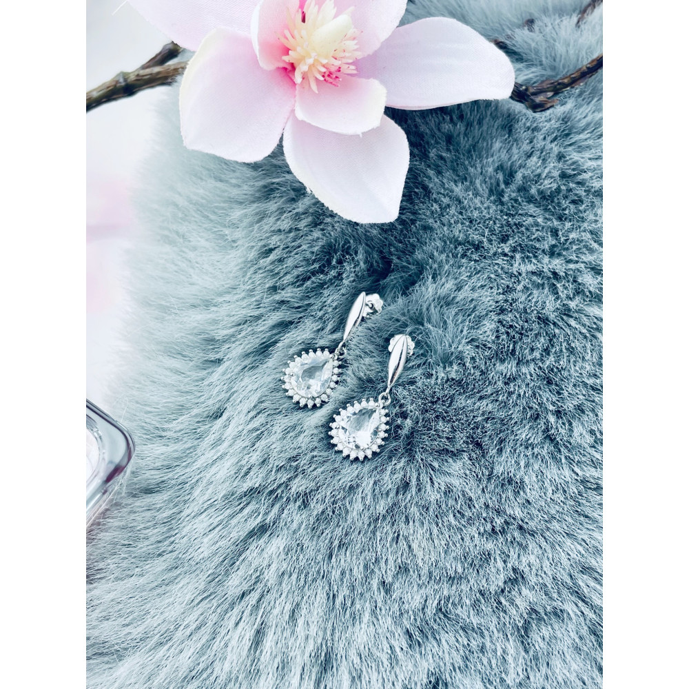 elegant 925 Silber Ohrringe mit Zirkonia Träne