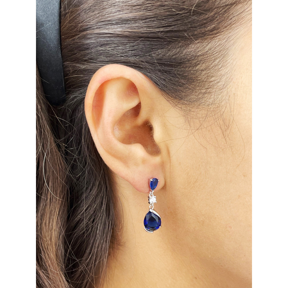 925 Silber Ohrringe mit Zirkonia Träne