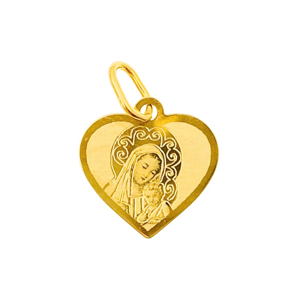 Złoty Medalik Zawieszka Matka Boska z Dzieciątkiem