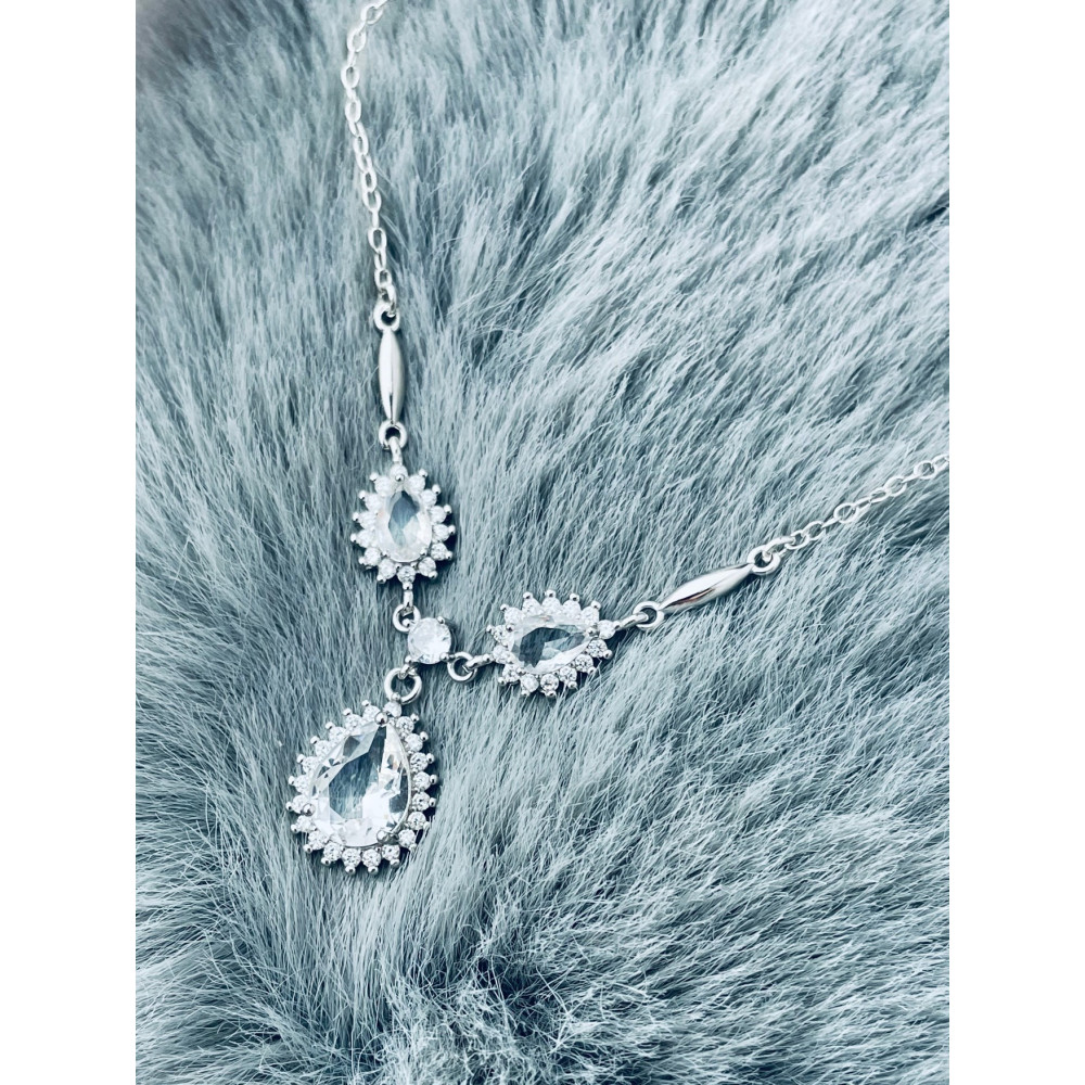 925 Silber Halskette mit Zirkonia