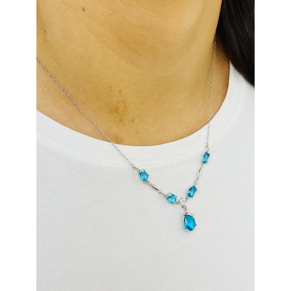 925 Silber Halskette mit Zirkonia Damen Kinder