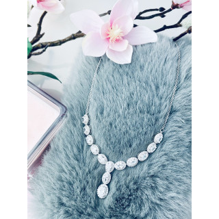 Srebrny naszyjnik kolia z cyrkoniami