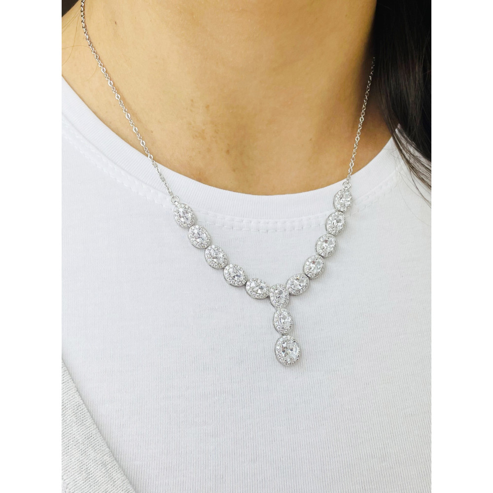 elegant glänzend 925 Silber Halskette mit Zirkonia