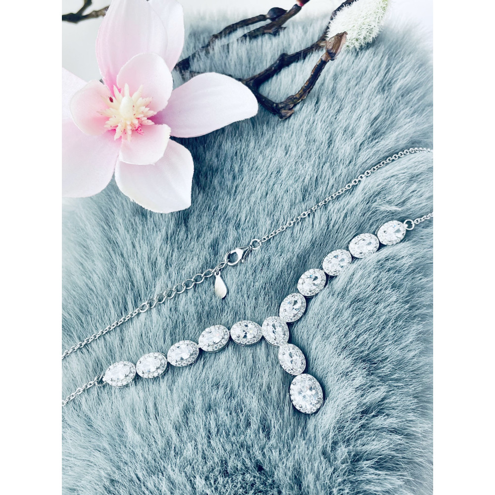 elegant glänzend 925 Silber Halskette mit Zirkonia