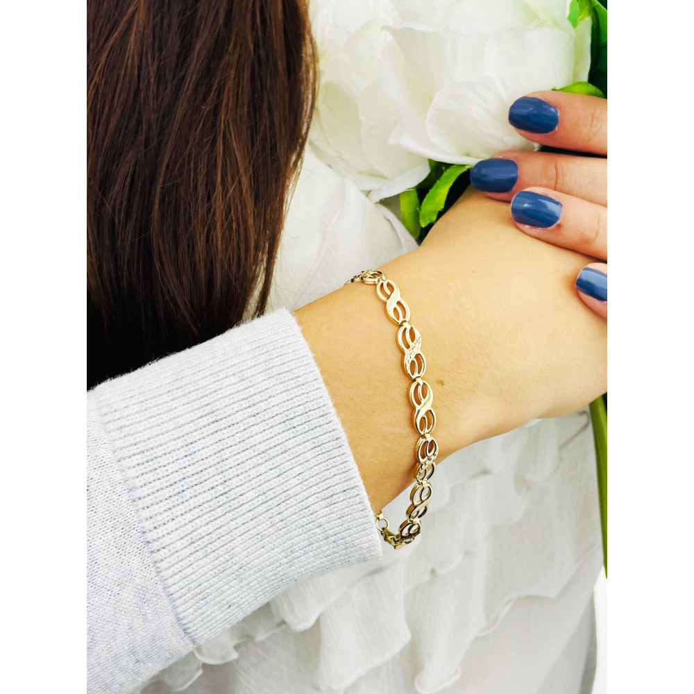 Damen Goldarmband Armband Armkette Gelbgold 375er Infinity