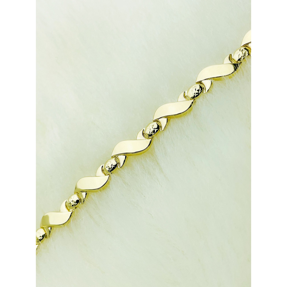 Złota bransoletka fala ozdobna polerowana