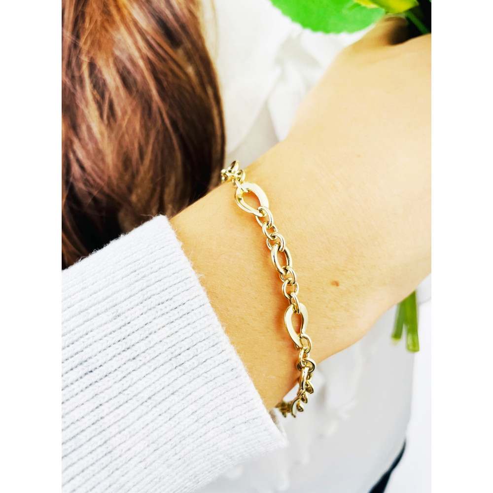 Złota bransoletka fantazyjny ankier okręgi