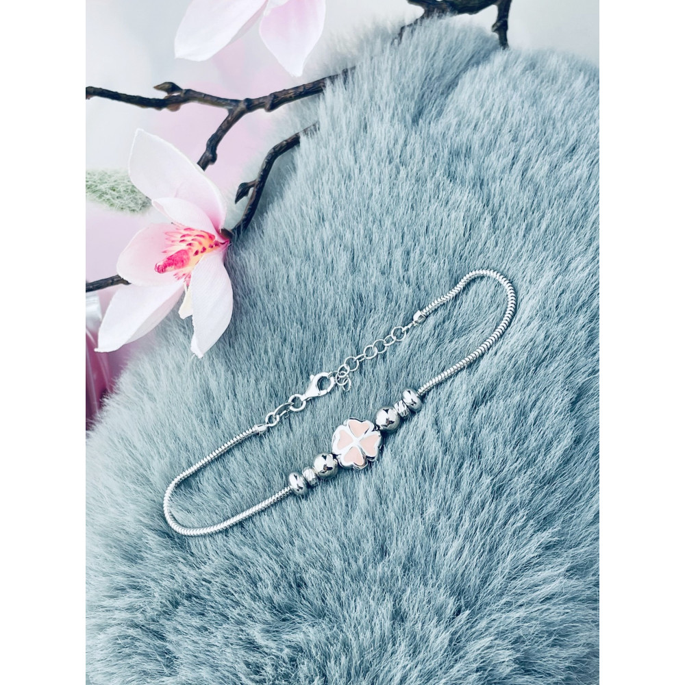 Charms Armband 925 Silber Damen Kinder vierblättriges Kleeblatt