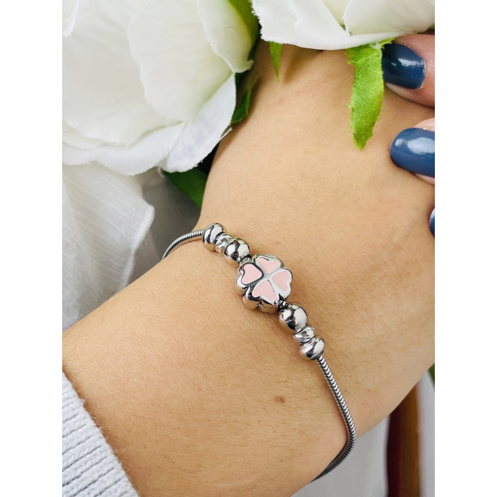 Charms Armband 925 Silber Damen Kinder vierblättriges Kleeblatt