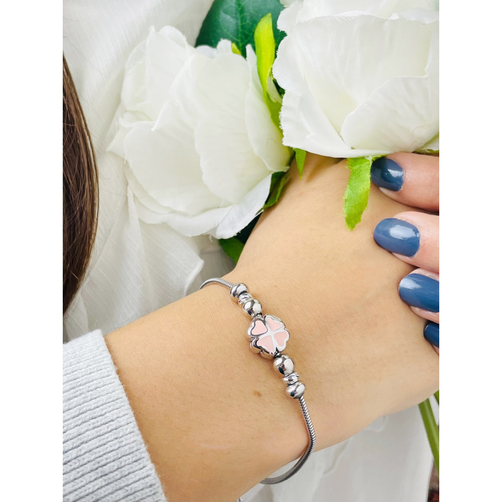 Charms Armband 925 Silber Damen Kinder vierblättriges Kleeblatt