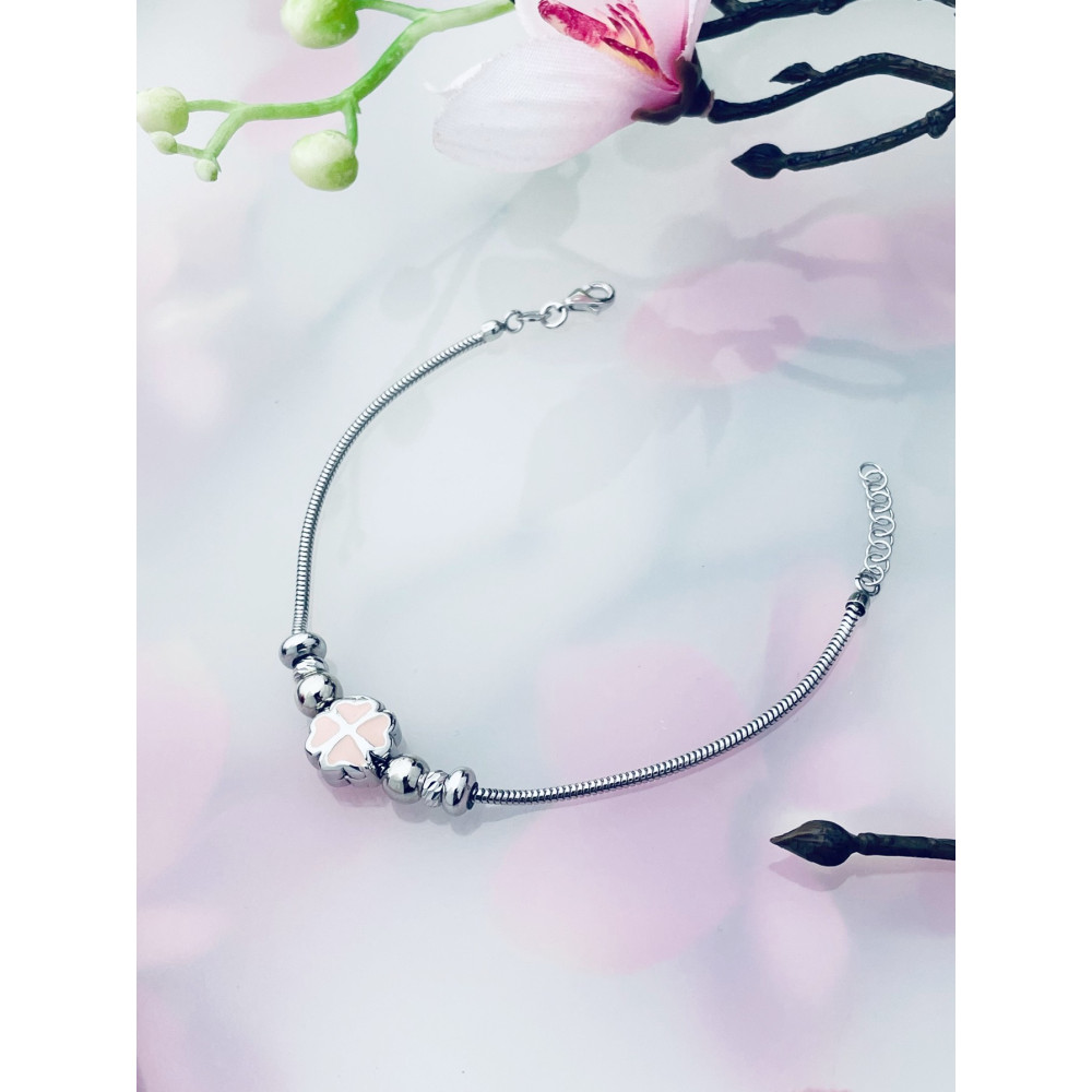 Charms Armband 925 Silber Damen Kinder vierblättriges Kleeblatt