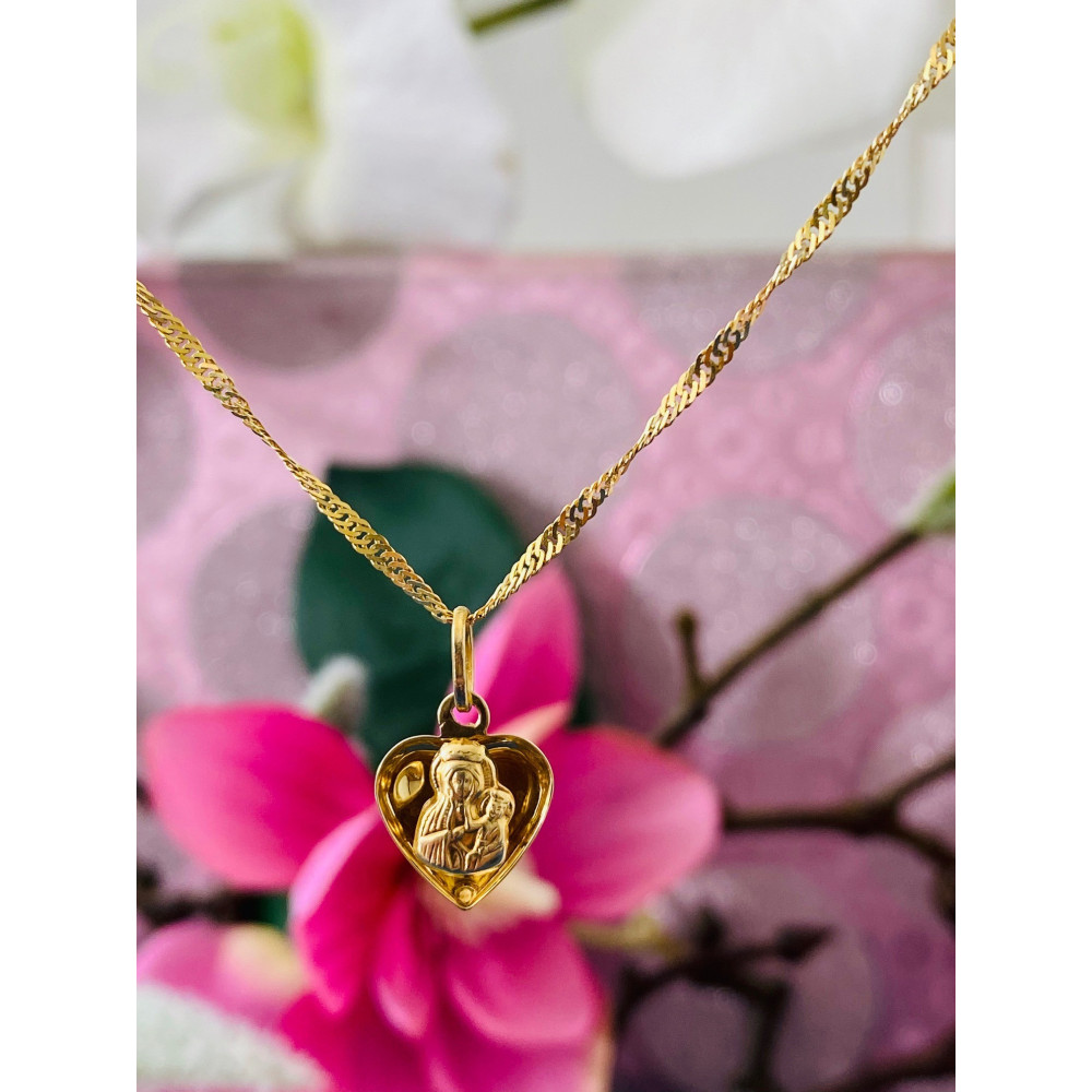 Złoty Medalik Zawieszka Matka Boska Częstochowska