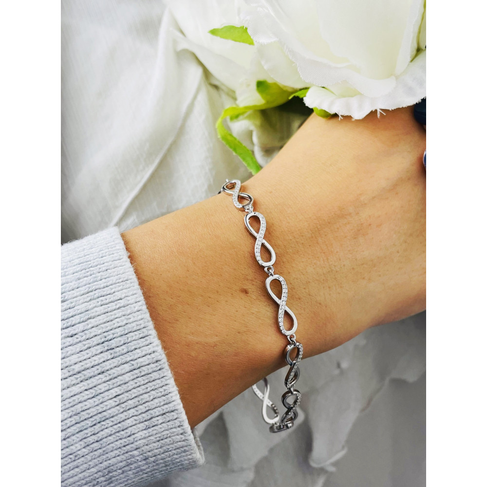Infinity mit Zirkonia Armband 925 Silber Damen