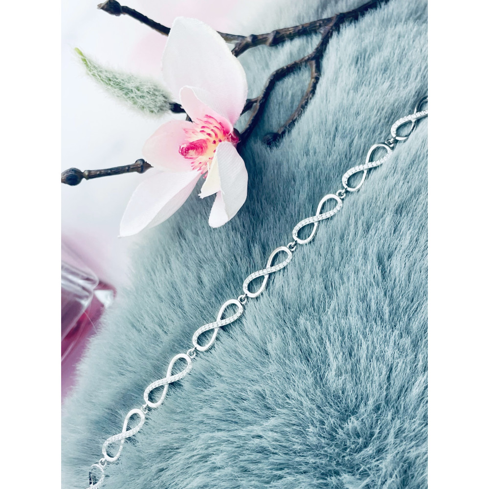 Infinity mit Zirkonia Armband 925 Silber Damen