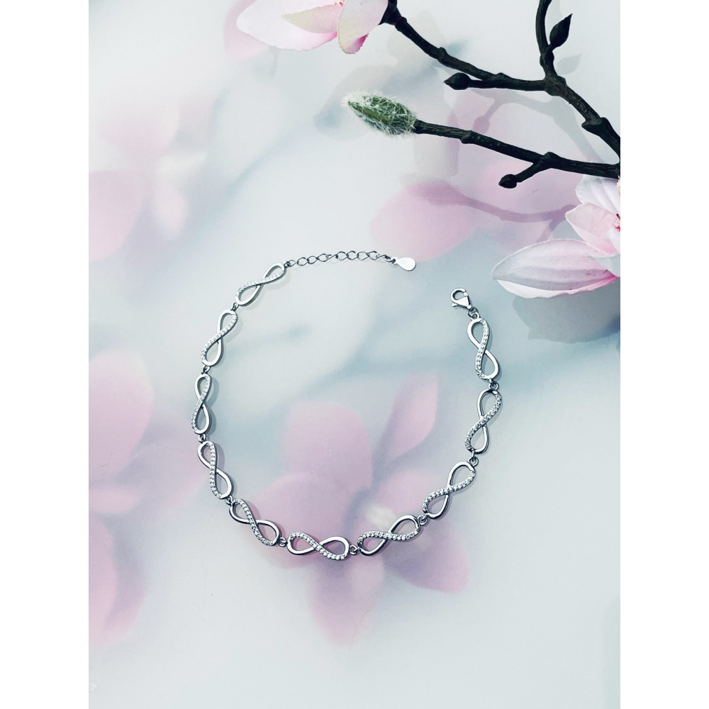 Infinity mit Zirkonia Armband 925 Silber Damen