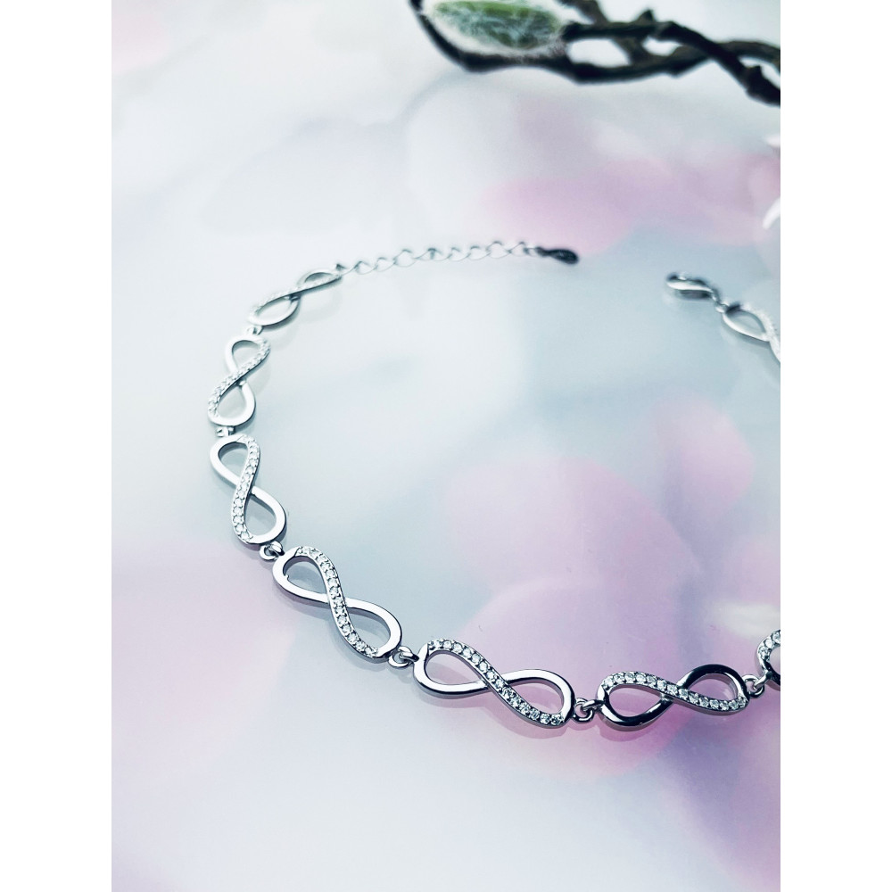 Infinity mit Zirkonia Armband 925 Silber Damen