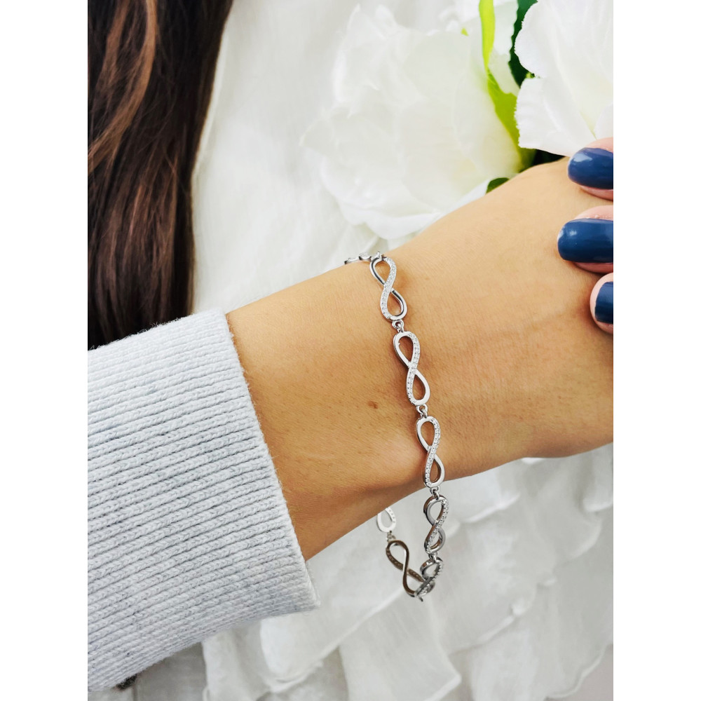 Infinity mit Zirkonia Armband 925 Silber Damen