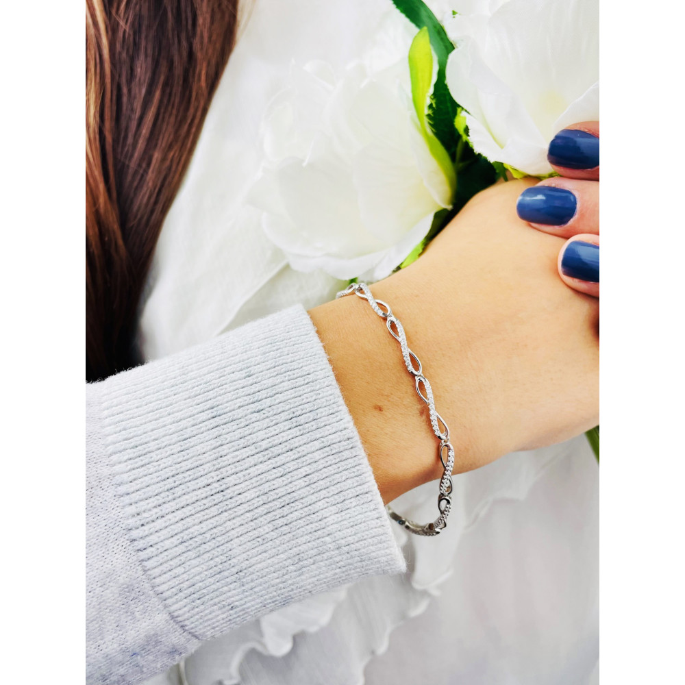 Infinity mit Zirkonia Armband 925 Silber Damen Kinder