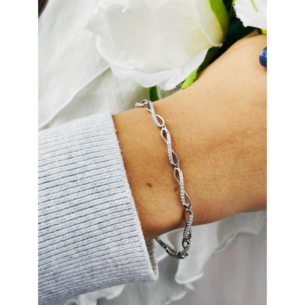 Infinity mit Zirkonia Armband 925 Silber Damen Kinder