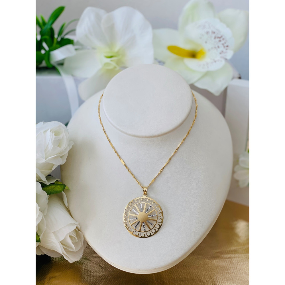 Złoty wisiorek zawieszka rozeta ażurowa