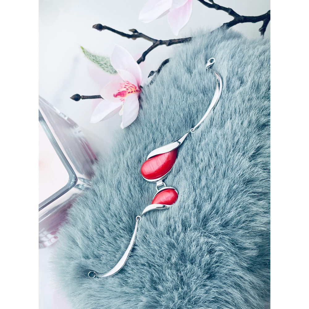 Srebrna bransoletka koral sztywna