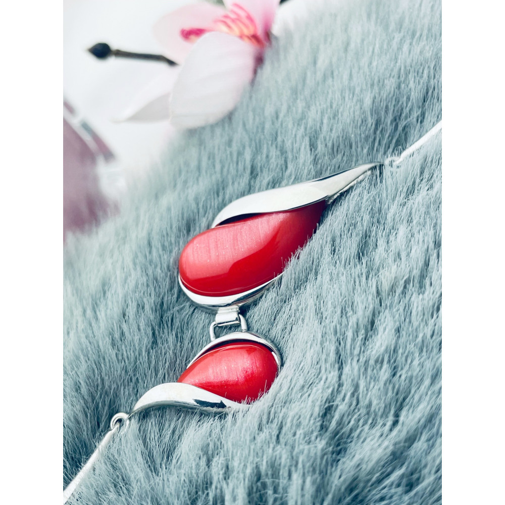 Srebrna bransoletka koral sztywna