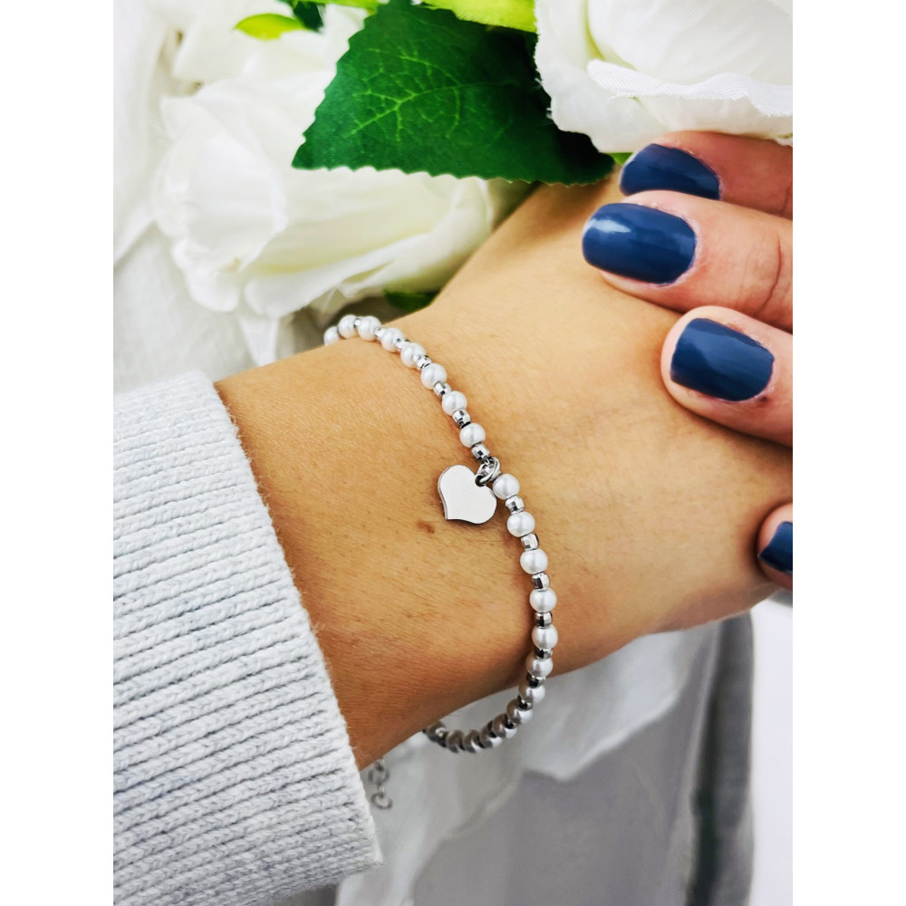 Herz Armband 925 Silber Damen Kinder Perlen