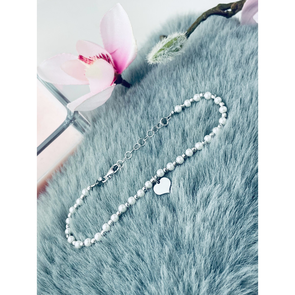 Herz Armband 925 Silber Damen Kinder Perlen