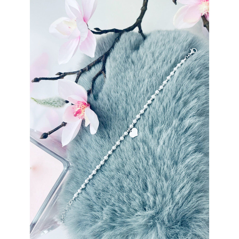 Herz Armband 925 Silber Damen Kinder Perlen