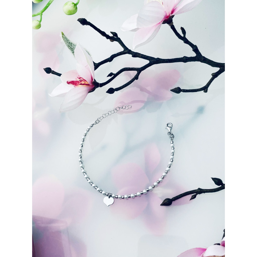 Herz Armband 925 Silber Damen Kinder Perlen