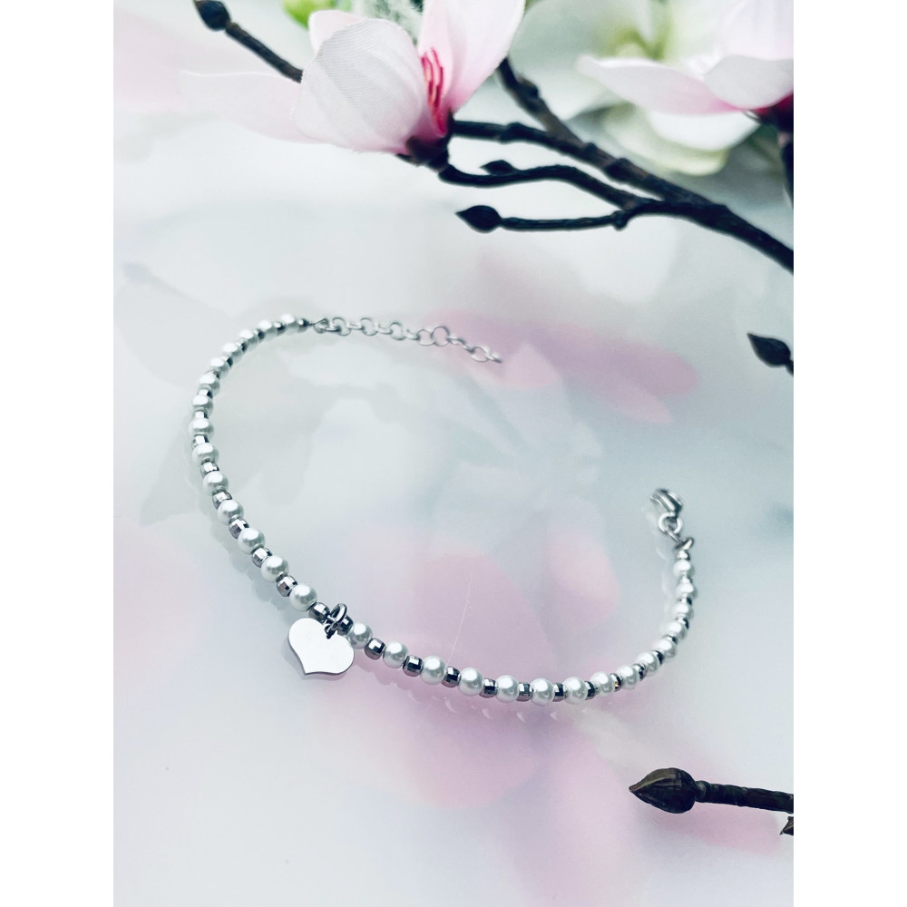 Herz Armband 925 Silber Damen Kinder Perlen