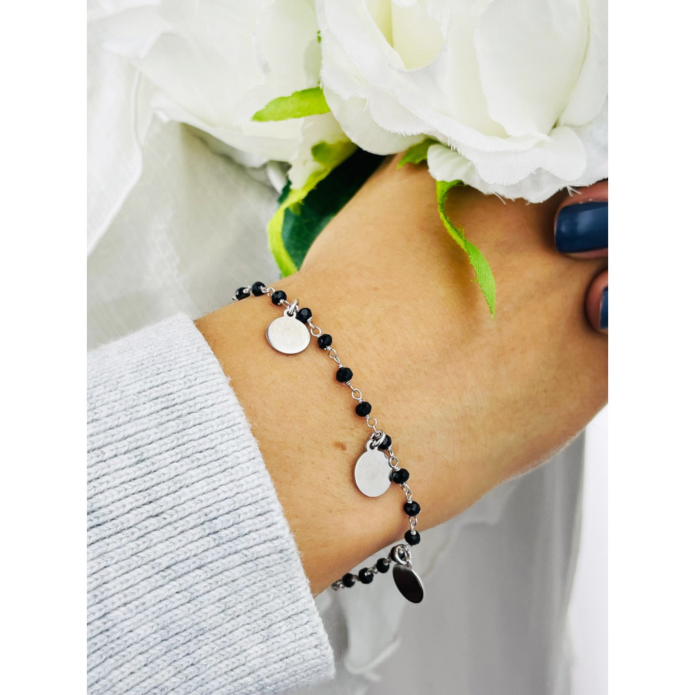 Armband 925 Silber Damen Kinder Kreis mit Onyx