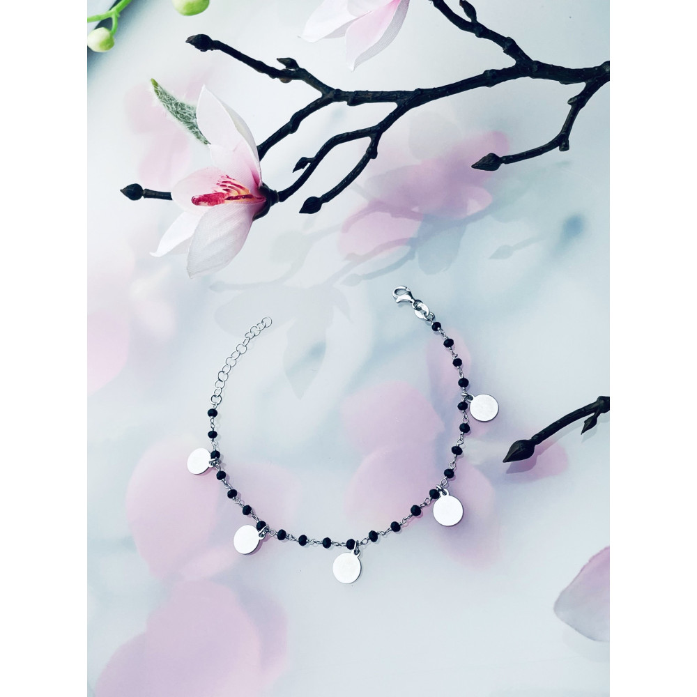 Armband 925 Silber Damen Kinder Kreis mit Onyx