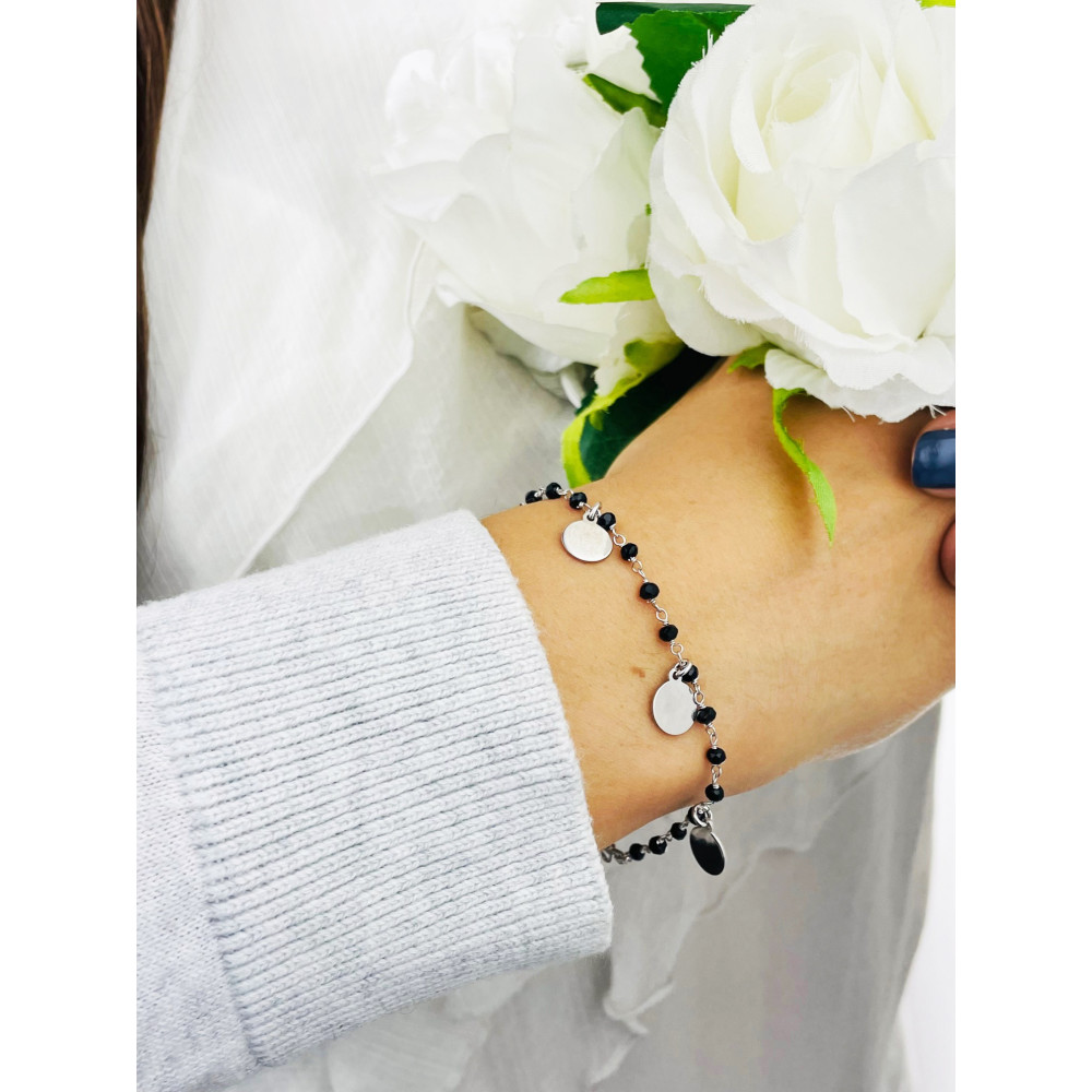 Armband 925 Silber Damen Kinder Kreis mit Onyx